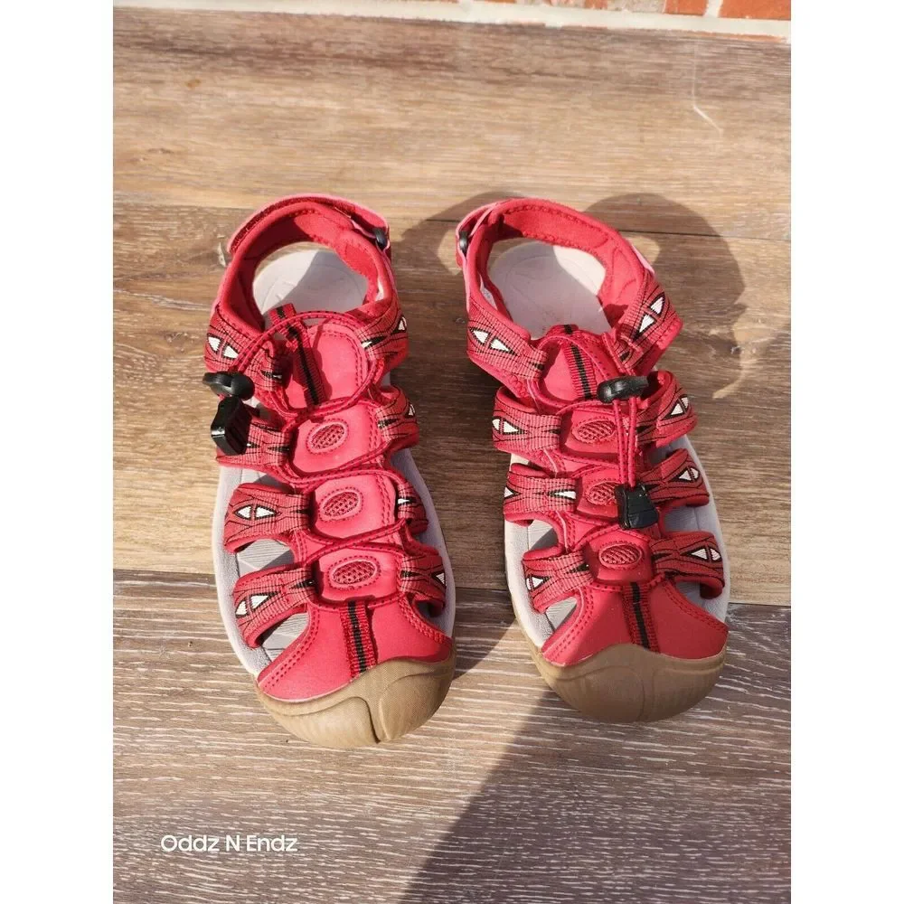 Dannto Womens EU 37 Red Outdoor Sandals With Adjustable Straps &‎ Non-Slip Soles